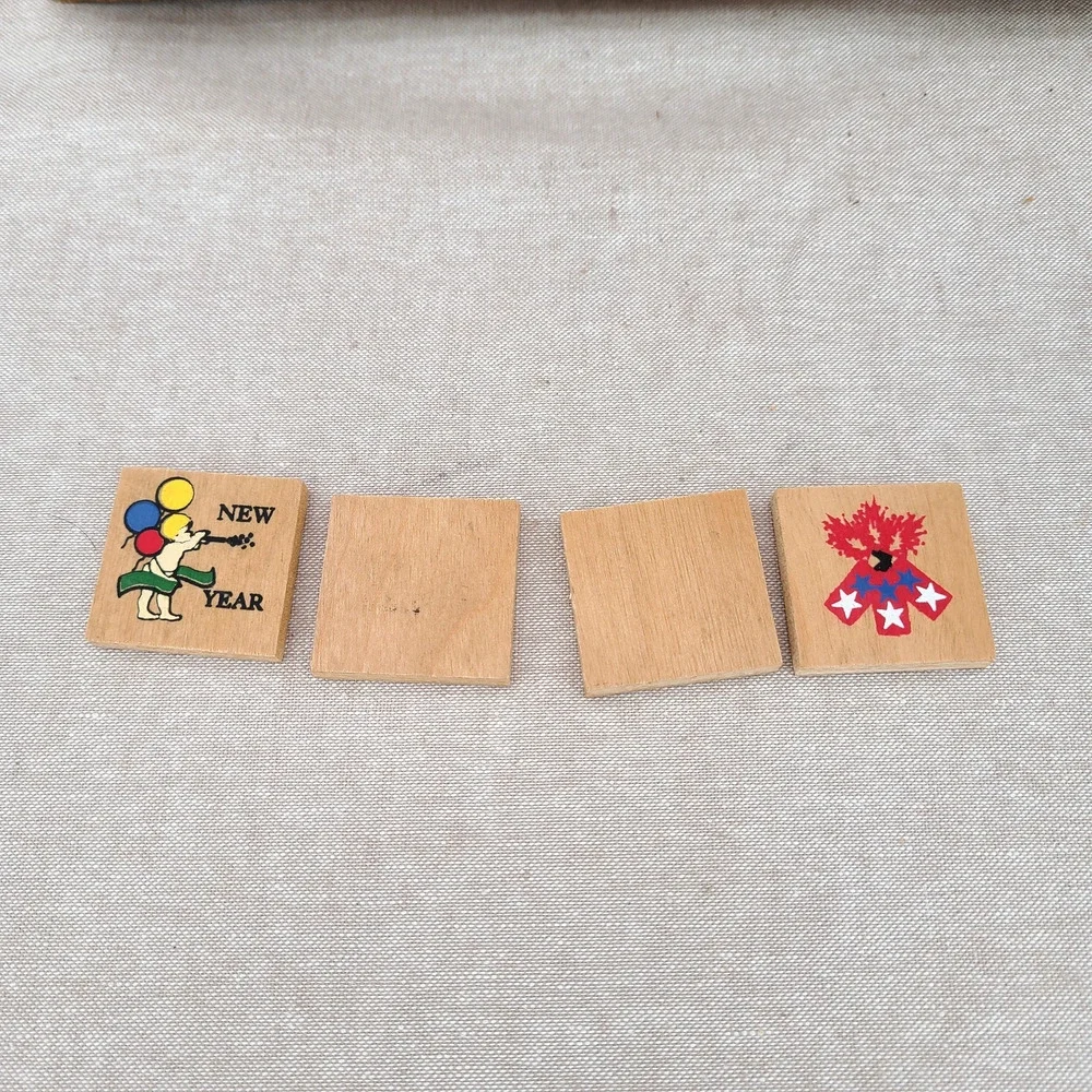 Vtg Wood Perpetual Calendar Complete Cottage Grannycore 80s 90s Farmhouse Tiles